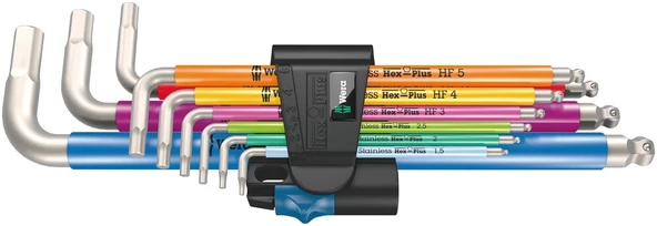 Wera 3950/9 Hex-Plus Multicolour HF Stainless 1 - 2