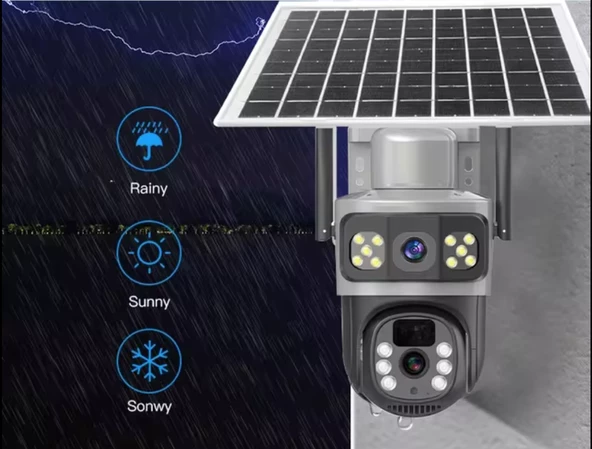 CMR 50 Çift Kameralı 8MP IP66 Su Geçirmez Dış Mekan Uyumlu Alarmlı  Güvenlik Kamerası - Resim 2