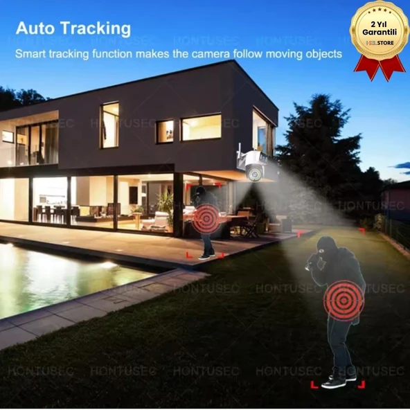 355 Derece Dönebilen Otomatik Takipli Yoosee Uygulamalı Çift Lensli Gece Görüşlü IP Güvenlik Kamerası 2 Antenli - Resim 3