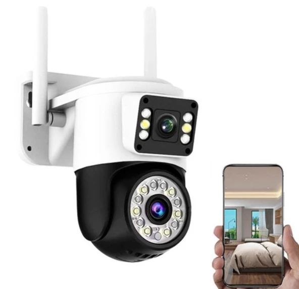 CMR42 1080P Çift Kameralı Uygulama Kontrollü Dış Mekan Uyumlu Güvenlik Kamerası Hareket Sensörlü - 3