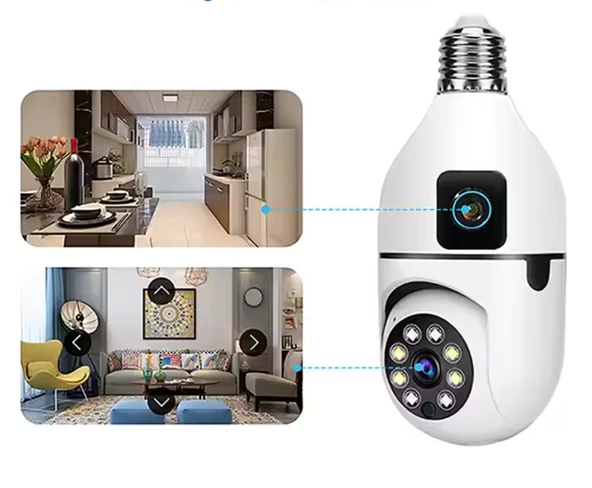 CMR 40 Çift Kameralı 4K FULL HD Hareket Sensörlü  Bağlantılı 360 Derece Başlıklı Güvenlik Kamerası - Resim 3