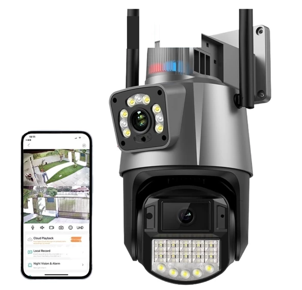 2 Kameralı Alarmlı Dış Mekan Uyumlu Sensörlü Güvenlik Kamerası Çift Antenli li - 2