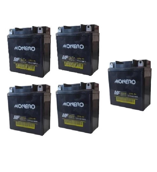 MONERO 5 YÜKSEK 12N5L - BS - CUB - YBR 5'Lİ SET AKÜ EBATLARI: 119x60x129mm