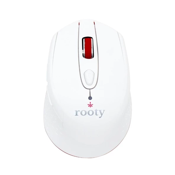 Rooty Sessiz Kablosuz Optik Mouse Çok Fonksiyonlu- Beyaz Kırmızı - 2