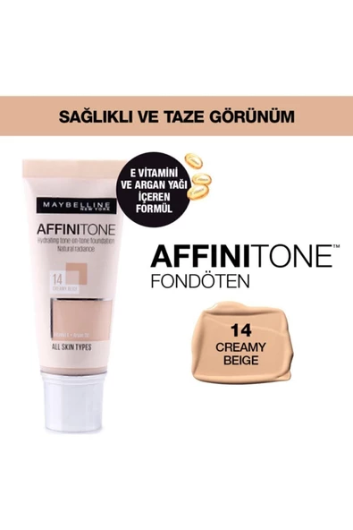 Maybelline New York Nemlendirme Etkili Fondöten - Affinitone Foundation No: 14 3600530427475 - 2