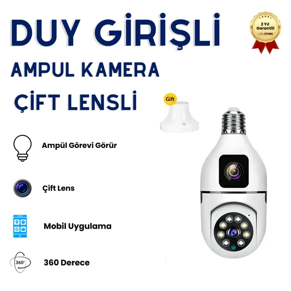 CMR 40 Çift Kameralı 4K FULL HD Hareket Sensörlü  Bağlantılı 360 Derece Başlıklı Güvenlik Kamerası ürün görseli 1