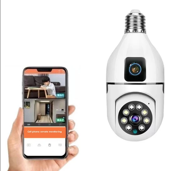 CMR 40 Çift Kameralı 4K FULL HD Hareket Sensörlü  Bağlantılı 360 Derece Başlıklı Güvenlik Kamerası - Resim 2