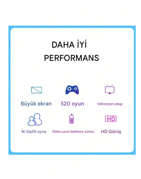 QASUL El Tipi Oyun Konsolu, 2.6 İnç Oyun Konsolu Dahili 520 Klasik Oyunlar Şarj Edilebilir Taşınabilir Stil - 5