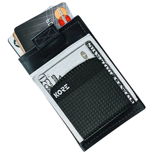 İnce Deri Cüzdan + Carbon Fiber Para Klipsi - 4