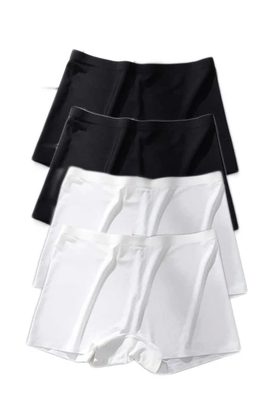 4 Adet Kadın Dikişsiz Görünmez İz Yapmaz Mini Şort Boxer Siyah Beyaz - Resim 2