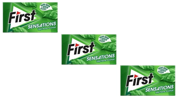 First Sensations Yeşil Nane Aromalı Şekersiz Tatlandırıcılı Sakız - 3'lü Paket