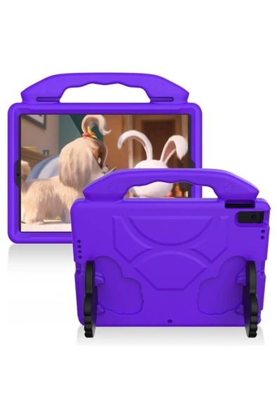 Xiaomi Redmi Pad SE / Mi Pad 5 / Mi Pad 6 Tablet Uyumlu Tutmalı Standlı Yumuşak Silikon Çocuk Kılıfı  Mor