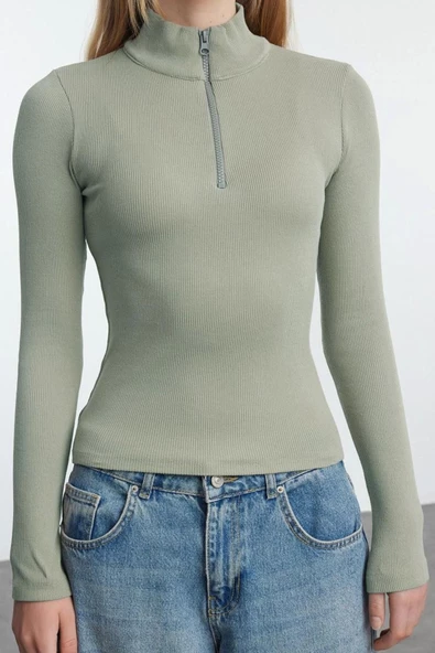 Stil Kadın Fitted vücuda Oturan Esnek Bluz Regular Örme Slim Kalıp - 3