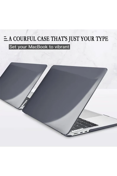 Apple Macbook Air 13.6'' M2-m3 Çip 2022/2024 A2681 A3113 Uyumlu Simli Şeffaf Koruyucu Kapak Parlak  Siyah Şeffaf - 2