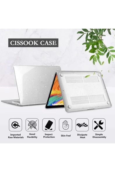 Apple Macbook Air 13.6'' M2-m3 Çip 2022/2024 A2681 A3113 Uyumlu Simli Şeffaf Koruyucu Kapak Parlak  Simli Şeffaf - Resim 3