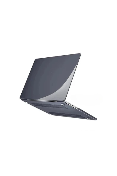 Apple Macbook Air 13.6'' M2-m3 Çip 2022/2024 A2681 A3113 Uyumlu Simli Şeffaf Koruyucu Kapak Parlak  Siyah Şeffaf