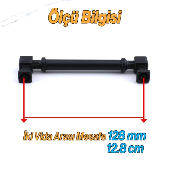 Talas 128 mm Düz SİYAH Metal Kulp Mobilya Çekmece Mutfak Dolabı Dolap Kulpları Kulb 12.8 cm - Resim 3