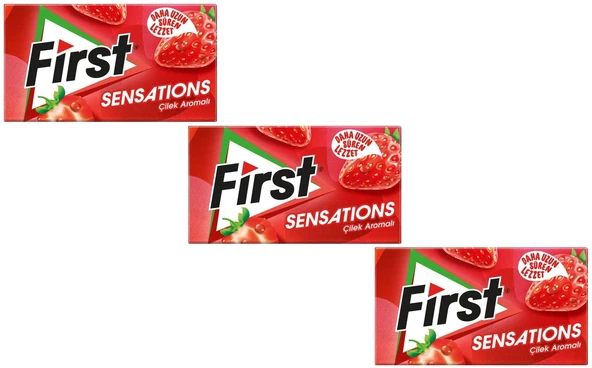 First Sensations Çilek Aromalı Şekersiz Tatlandırıcılı Sakız - 3'lü Paket