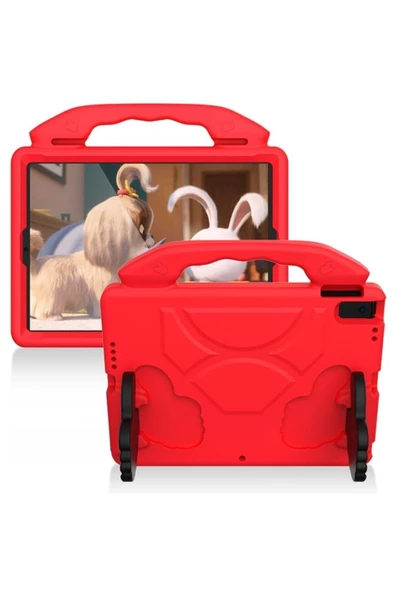 Xiaomi Redmi Pad SE / Mi Pad 5 / Mi Pad 6 Tablet Uyumlu Tutmalı Standlı Yumuşak Silikon Çocuk Kılıfı Kırmızı