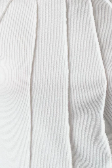 Stil Kadın Fitted Fermuarlı Biye Detaylı Fitilli Esnek Bluz Standart Örme Regular Kalıp Reglan Kol - 2