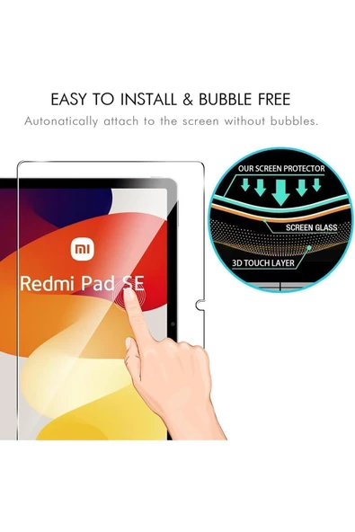 Xiaomi Redmi Pad SE 11 Inç Nano Kırılmaz Ekran Koruyucu Kırılmaz Şeffaf Cam Koruyucu Tam Uyumlu - 3