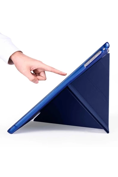 Samsung Galaxy Tab A9 Plus 11 Inç Uyumlu Kılıf Kalem Bölmeli Arkası Silikon Kapak Kılıf Sm-x210  LACİVERT - Resim 6