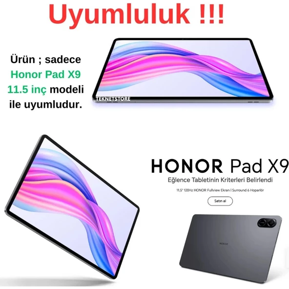 Honor Pad X9 11.5 inç 360° Dönebilen Standlı Tablet Kılıfı Ekran Koruyucu ve Kalem Seti Kırmızı  Kırmızı - 5