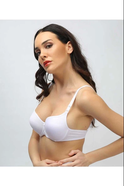 Silikonlu Desteksiz Telli Düz Boş Sütyen Beyaz - 2