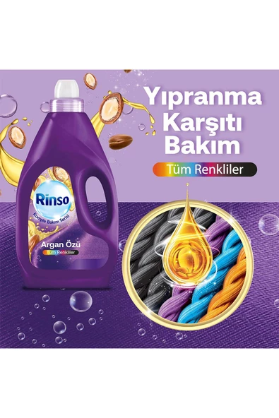 Rinso Tüm Renkliler için Argan Özü Sıvı Çamaşır Deterjanı Komple Bakım Serisi 3 x 3 L - 4