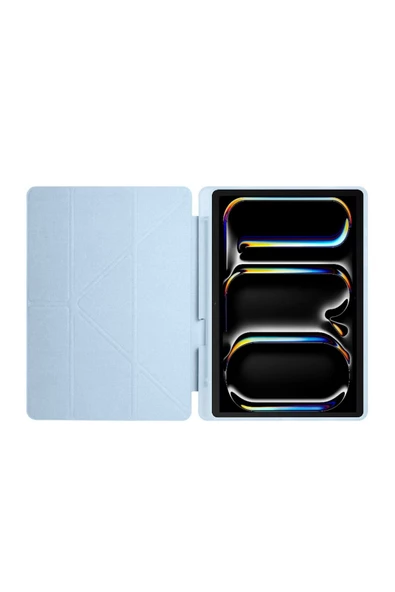 Ipad Pro 11 Inç 2024 M4 Kılıf Kalem Şarj Bölmeli Stadlı Uyku Modlu Arkası Silikon Akıllı Case  Mavi - 2