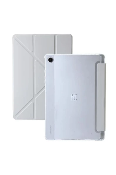 Samsung Galaxy Tab A9 Plus 11 Inç Uyumlu Kılıf Kalem Bölmeli Arkası Silikon Kapak Kılıf Sm-x210  GRİ - 3