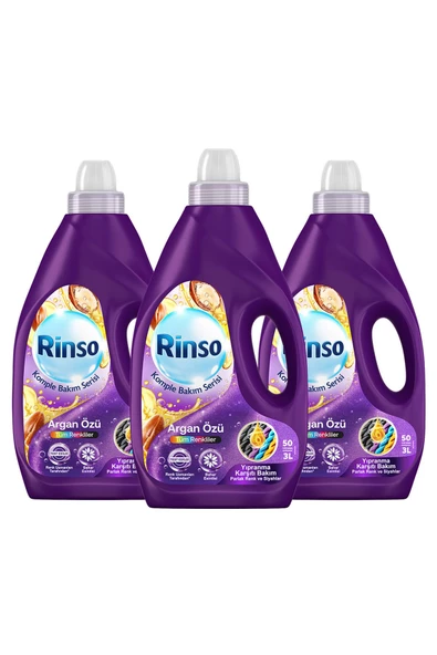 Rinso Tüm Renkliler için Argan Özü Sıvı Çamaşır Deterjanı Komple Bakım Serisi 3 x 3 L - 2