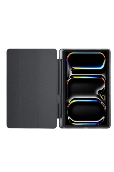Ipad Pro 11 Inç 2024 M4 Kılıf Kalem Şarj Bölmeli Stadlı Uyku Modlu Arkası Silikon Akıllı Case  Siyah - 2