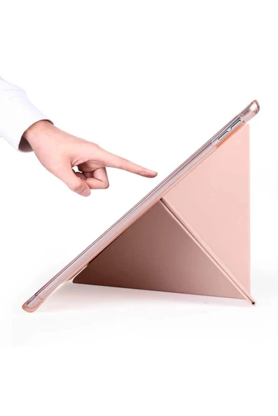 Samsung Galaxy Tab A9 Plus 11 Inç Uyumlu Kılıf Kalem Bölmeli Arkası Silikon Kapak Kılıf Sm-x210  PEMBE - 5