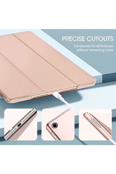 Apple Ipad 5. 6. Nesil 2017 2018 9.7" Inc Kılıf Smart Cover Katlanabilir Standlı Akıllı Kapak  Rose Gold - 4
