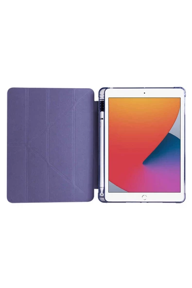 Apple iPad Pro 11'' inç m1-M2 çip 2022 / 2021 Uyumlu Silikon Kalemlikli Silikon Sarj Bölmeli Kılıf  Mor - 3