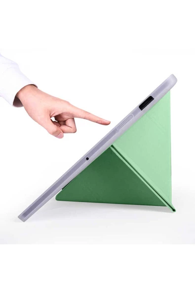 Apple iPad Pro 11'' inç m1-M2 çip 2022 / 2021 Uyumlu Silikon Kalemlikli Silikon Sarj Bölmeli Kılıf  Açık Yeşil - 2