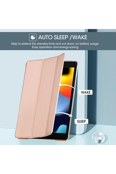 Apple Ipad 5. 6. Nesil 2017 2018 9.7" Inc Kılıf Smart Cover Katlanabilir Standlı Akıllı Kapak  Rose Gold - 2
