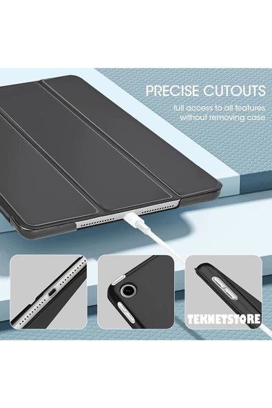 Apple Ipad 5. 6. Nesil 2017 2018 9.7" Inc Kılıf Smart Cover Katlanabilir Standlı Akıllı Kapak  Siyah - 6