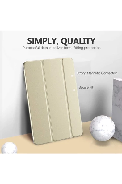 Apple Ipad 5. 6. Nesil 2017 2018 9.7" Inc Kılıf Smart Cover Katlanabilir Standlı Akıllı Kapak  Gold - 2