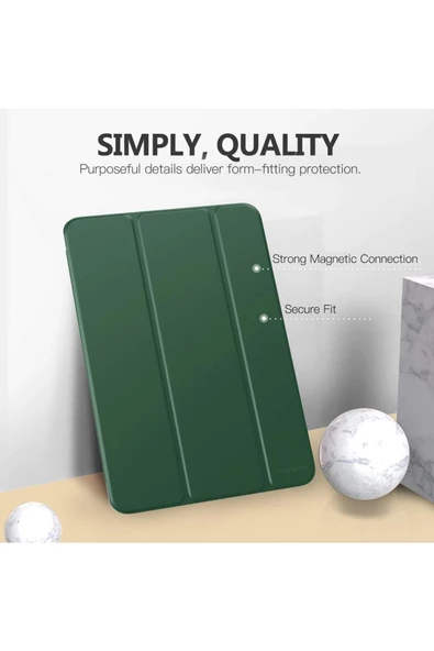 Apple Ipad 5. 6. Nesil 2017 2018 9.7" Inc Kılıf Smart Cover Katlanabilir Standlı Akıllı Kapak  Petrol Yeşili - 2