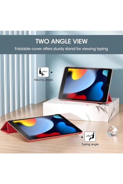 Apple Ipad 5. 6. Nesil 2017 2018 9.7" Inc Kılıf Smart Cover Katlanabilir Standlı Akıllı Kapak  Kırmızı - 7