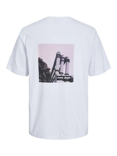 Jack Jones Erkek Pamuklu Beyaz Bisiklet Yaka Tişört 12253423 - 3