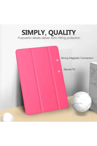 Apple Ipad 5. 6. Nesil 2017 2018 9.7" Inc Kılıf Smart Cover Katlanabilir Standlı Akıllı Kapak  Pembe - 3