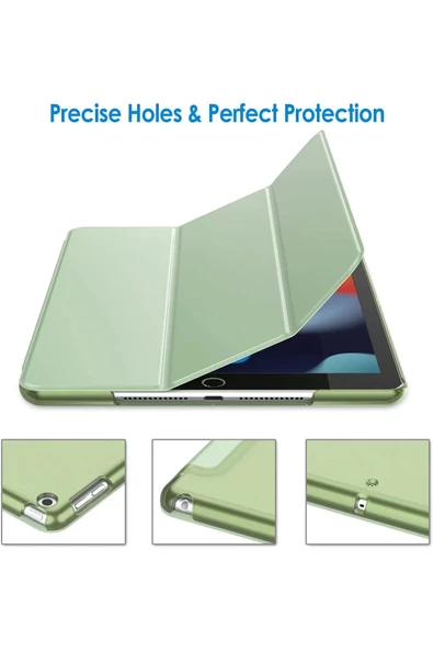 Apple Ipad 5. 6. Nesil 2017 2018 9.7" Inc Kılıf Smart Cover Katlanabilir Standlı Akıllı Kapak  Çağla Yeşil - 3