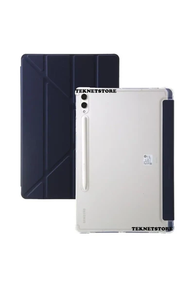 Samsung Galaxy Tab S9 Fe Plus 12.4 Uymlu Standlı Kalem Bölmeli Akıllı Kılıf  LACİVERT - 6