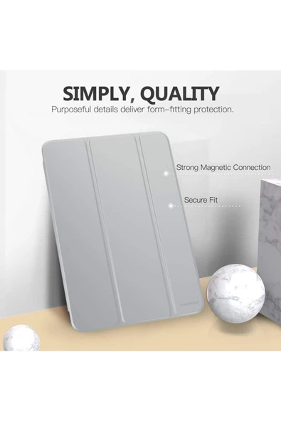 Apple Ipad 5. 6. Nesil 2017 2018 9.7" Inc Kılıf Smart Cover Katlanabilir Standlı Akıllı Kapak  Gri - 3