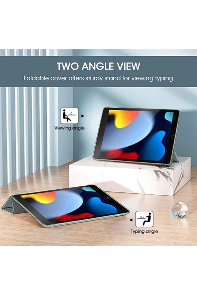 Apple Ipad 5. 6. Nesil 2017 2018 9.7" Inc Kılıf Smart Cover Katlanabilir Standlı Akıllı Kapak  Gri - 6