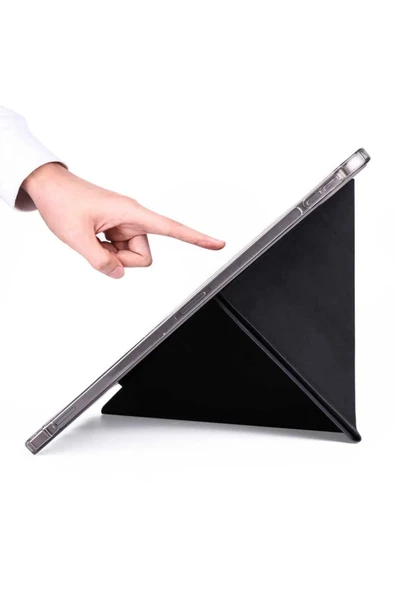 Samsung Galaxy Tab S9 Fe Plus 12.4 Uymlu Standlı Kalem Bölmeli Akıllı Kılıf  SİYAH - 4