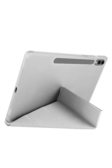 Samsung Galaxy Tab S9 Fe Plus 12.4 Uymlu Standlı Kalem Bölmeli Akıllı Kılıf  GRİ - 3